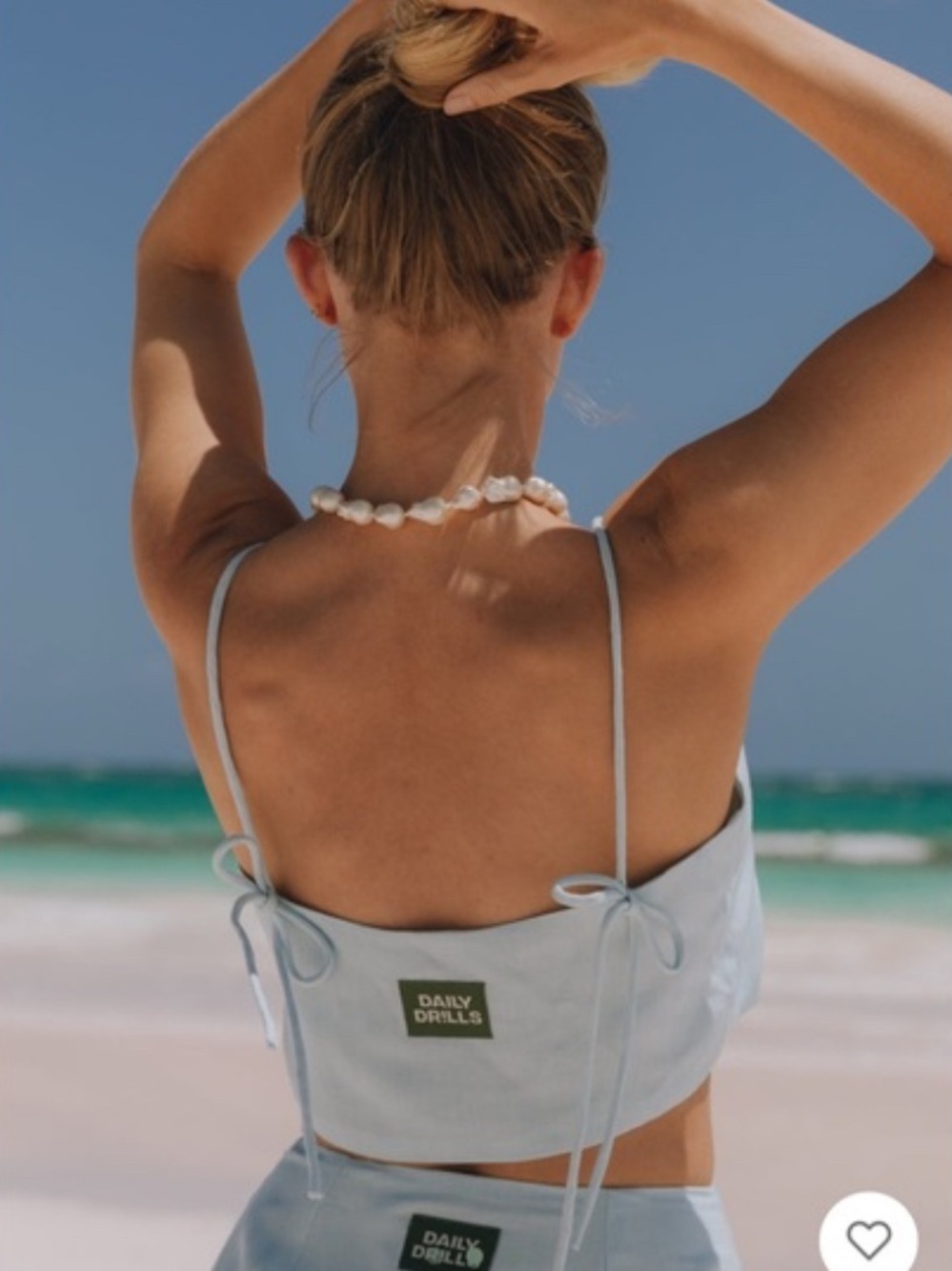 Daily Drills Sky Blue Linen Crop Tank